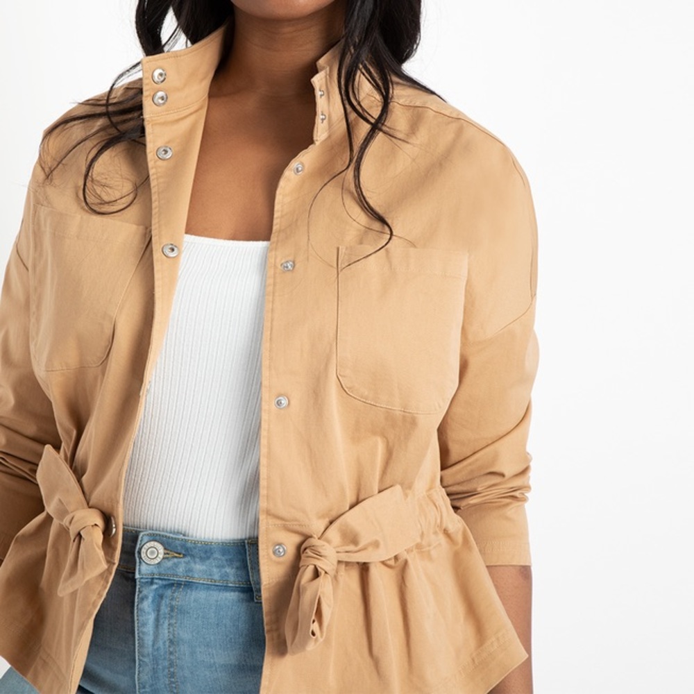 ELOQUII Cinched Waist Camel/Khaki Jacket sz14
